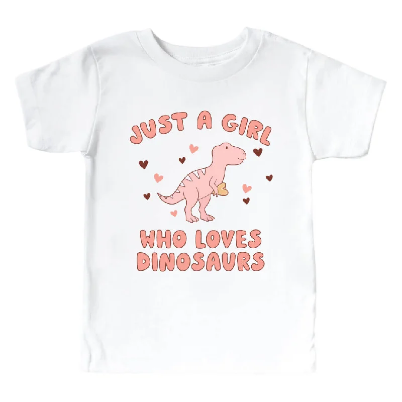 Loves Dinosaurs Kids Graphic Tee | White