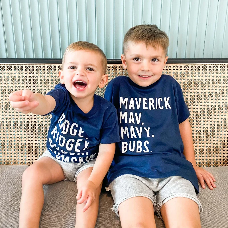 Personalized Nickname Kids Graphic Tee | Navy