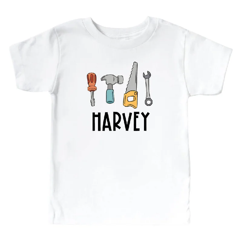 Personalized Tools Kids Graphic Tee | White