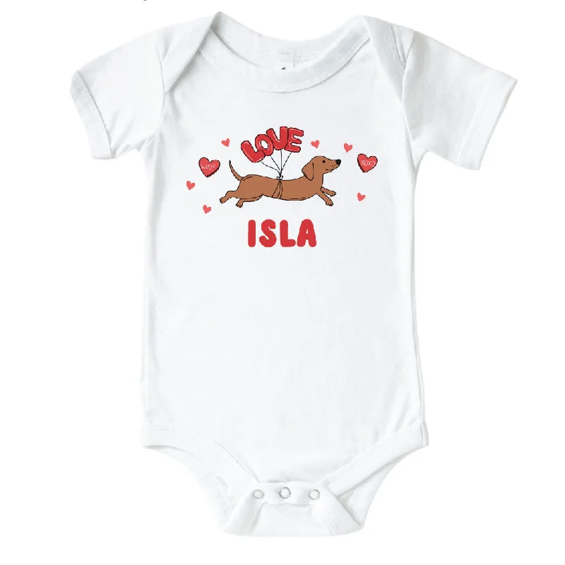 Love Dog Personalized Graphic Bodysuit | White