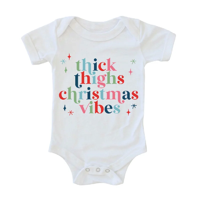 Thick Thighs Christmas Vibes Graphic Bodysuit | White