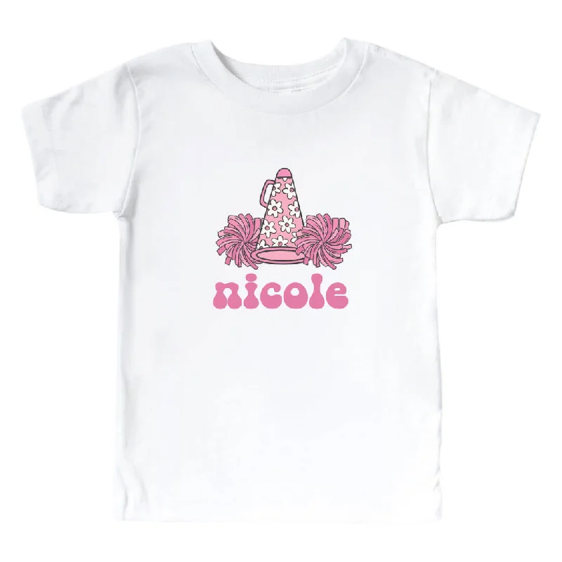 Cheer Squad Personalized Kids Graphic Tee | White