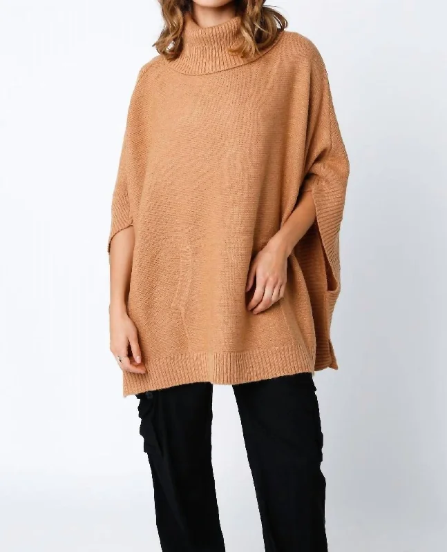 Emily Sweater Poncho In Camel