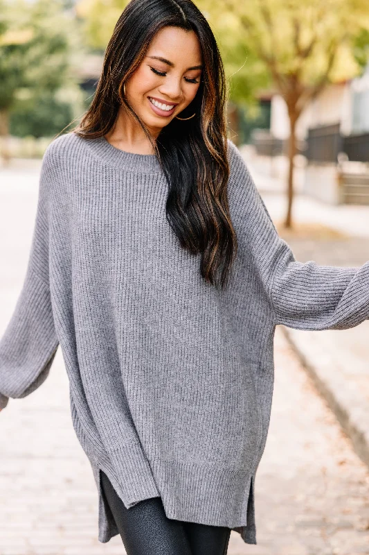 Go On Your Way Heather Gray Sweater Tunic