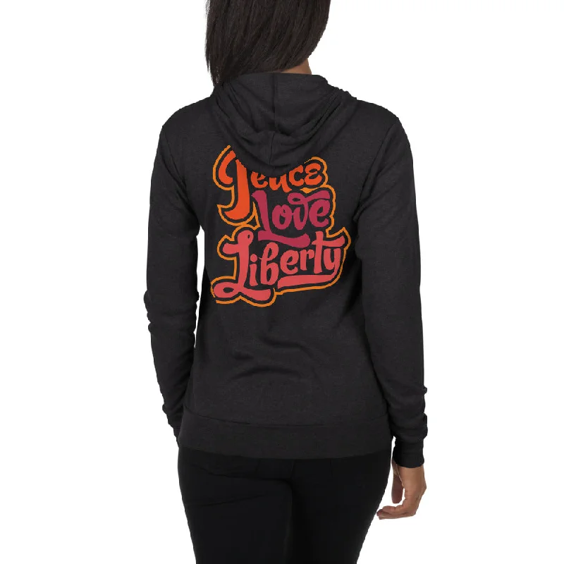 Peace Love Liberty Tri-Blend Unisex Zip Hoodie