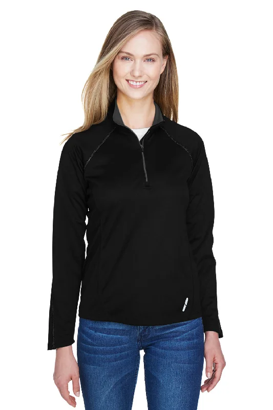 North End Womens Radar Performance Moisture Wicking 1/4 Zip Sweatshirt - Black