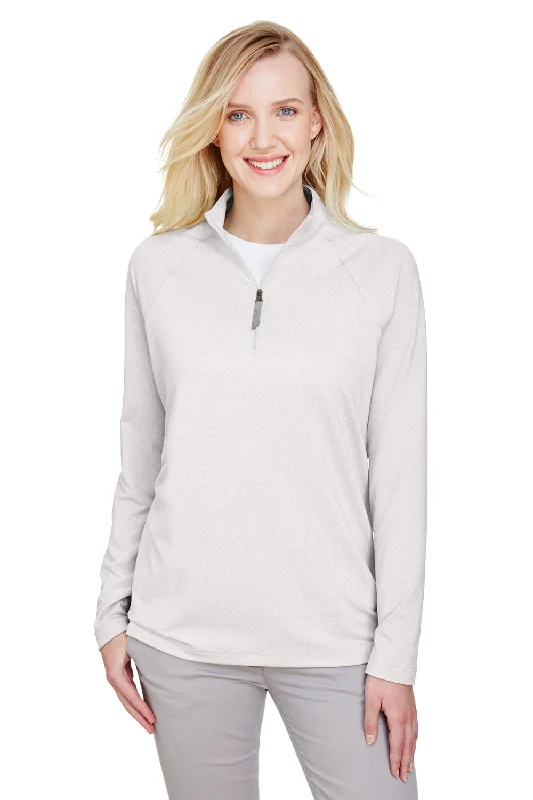 Devon & Jones Womens CrownLux Clubhouse Performance Moisture Wicking 1/4 Zip Sweatshirt - Silver Grey