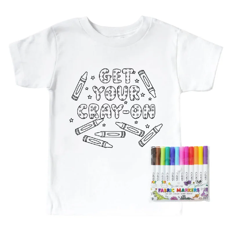 Get Your Cray-On Colorable Kids Graphic Tee | White