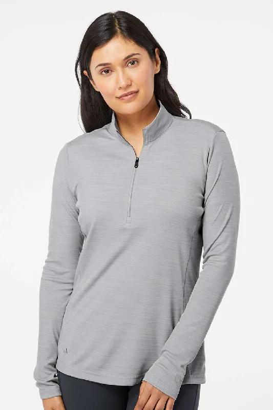 Adidas Womens Moisture Wicking 1/4 Zip Sweatshirt - Mid Grey Melange