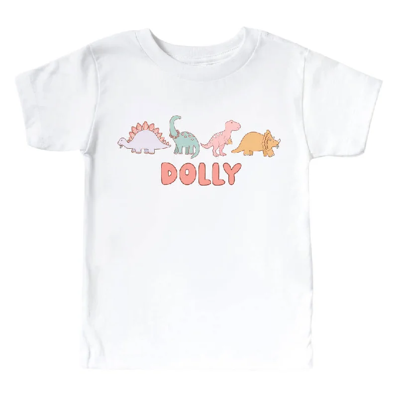 Personalized Dinos Kids Graphic Tee | White