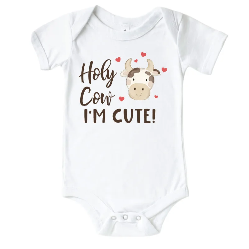 Holy Cow I'm Cute Graphic Bodysuit | White