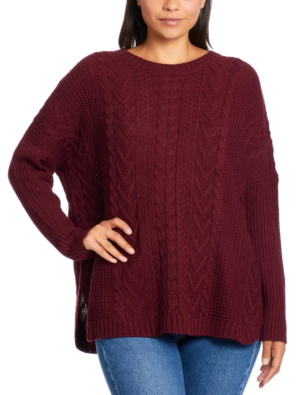 Womens Cable Knit Long Sleeve Pullover Sweater