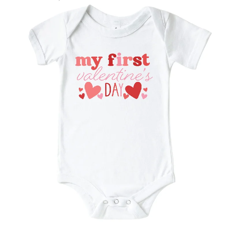 My First Valentine's Day Graphic Bodysuit | White