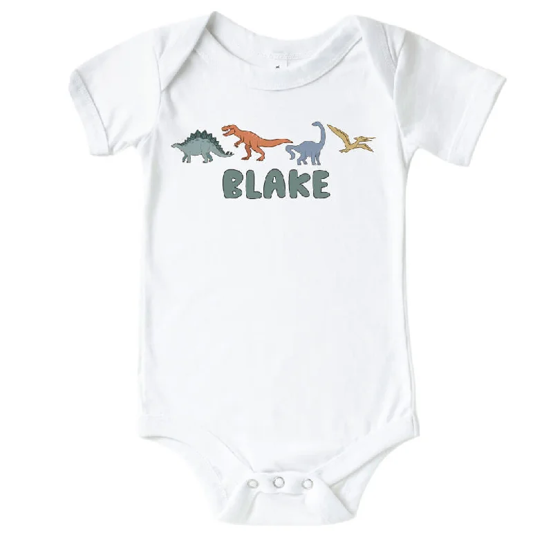 Personalized Dinos Graphic Bodysuit | White