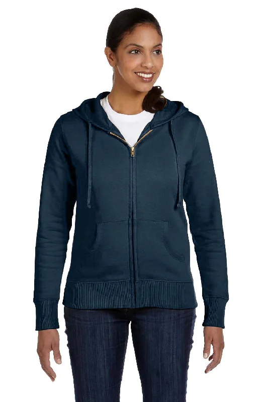 Econscious Womens Full Zip Hooded Sweatshirt Hoodie w/ Pockets - Pacific Blue