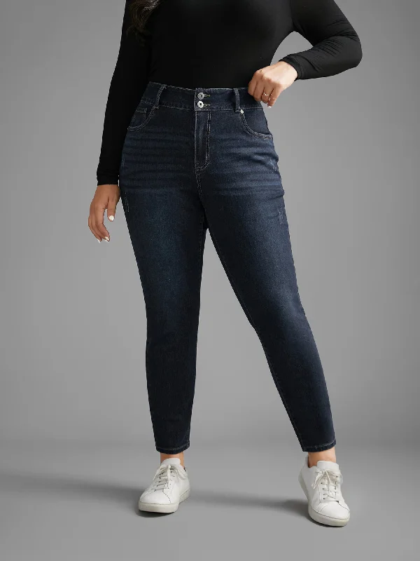 Dark Wash Button Up Skinny Jeans