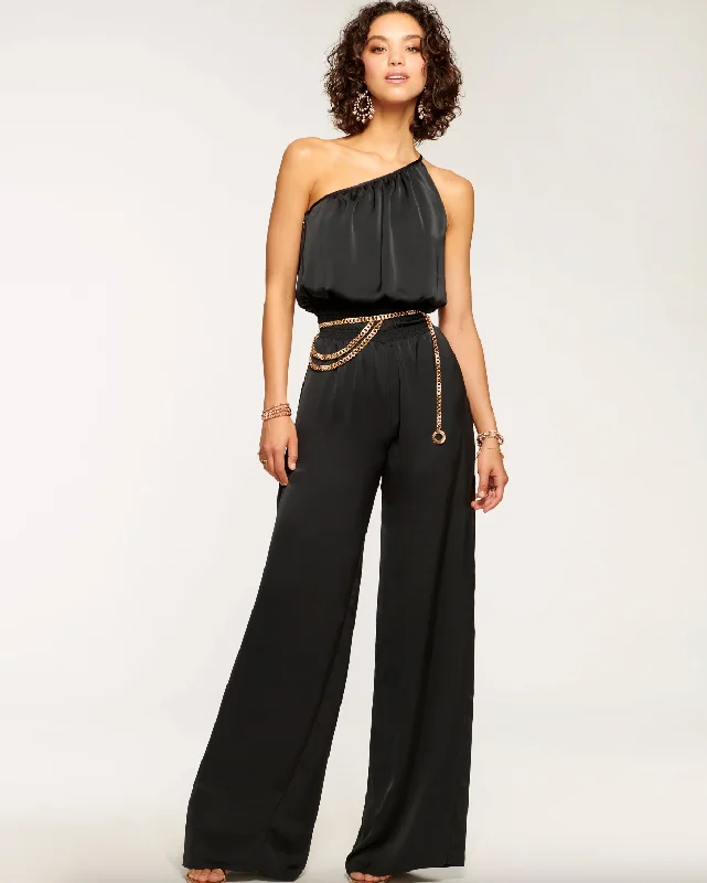 Gionna One Shoulder Jumpsuit- Black