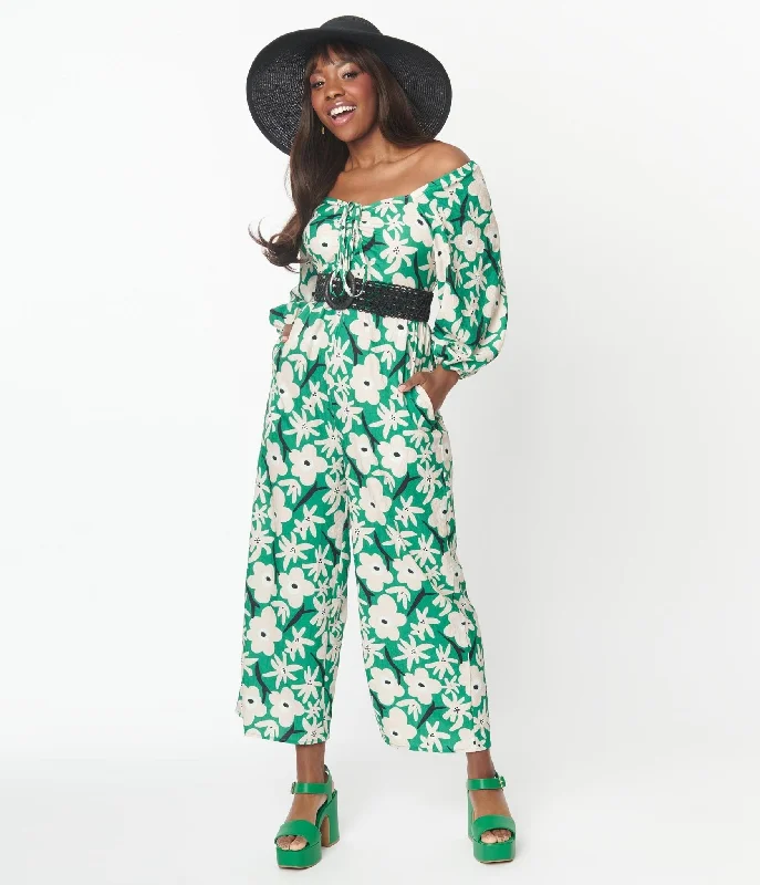 Green & Ivory Floral Jumpsuit