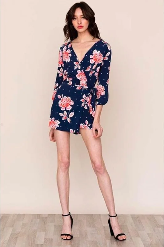 In The Moment Romper - Navy Floral