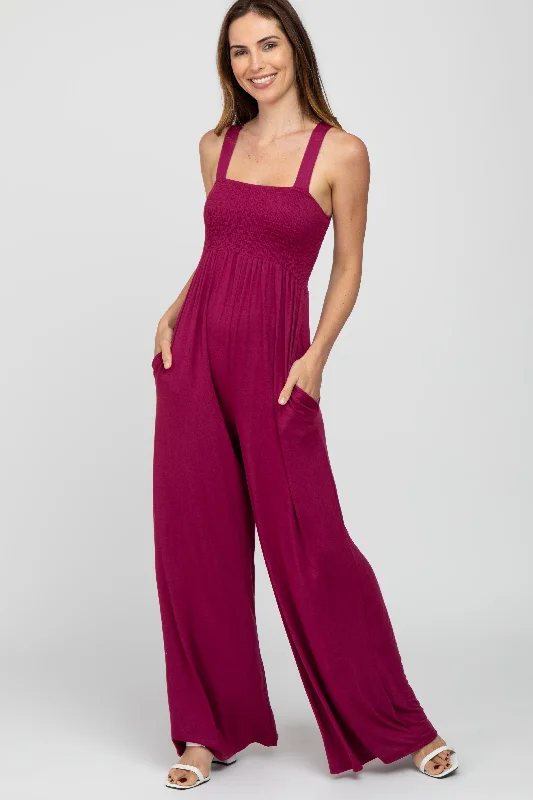 Magenta Sleeveless Wide Leg Jumpsuit