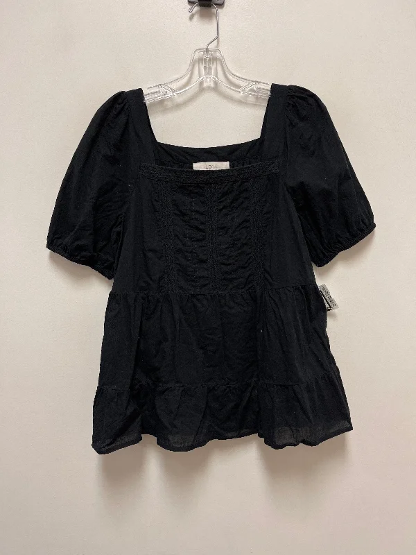 Top Short Sleeve By Loft In Black, Size: S