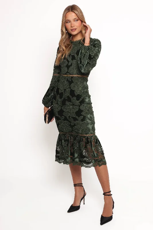 Pierre Long Sleeve Maxi Dress - Deep Velvet Green