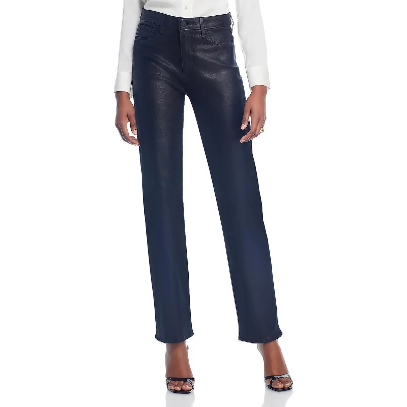 Womens Coated Noir High Waisted High-Waisted Pants