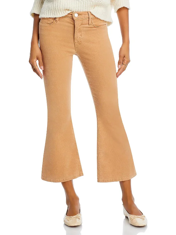 Womens High Rise Copped Flared Jeans